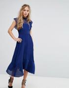 Foxiedox Midi Dress With Crochet Waist - Blue