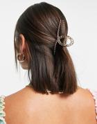 Asos Design Hair Clip Claw In Chain Design In Gold Tone