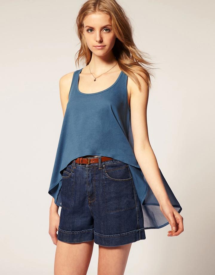 Asos Woven Back Swing Tank - Blue