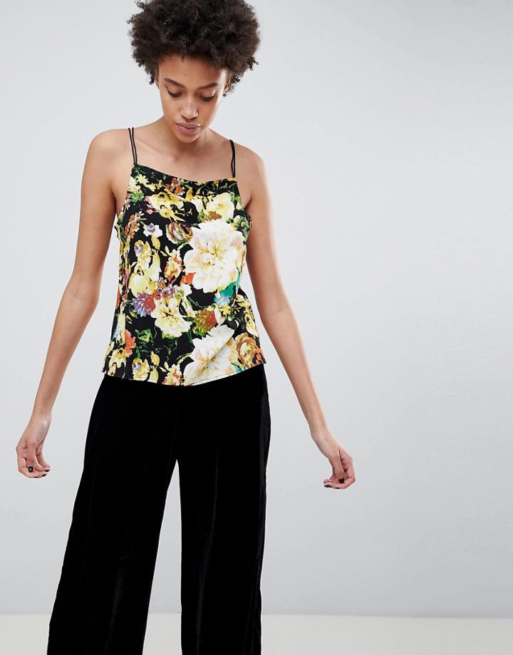 Minimum Floral Cami Top - Black
