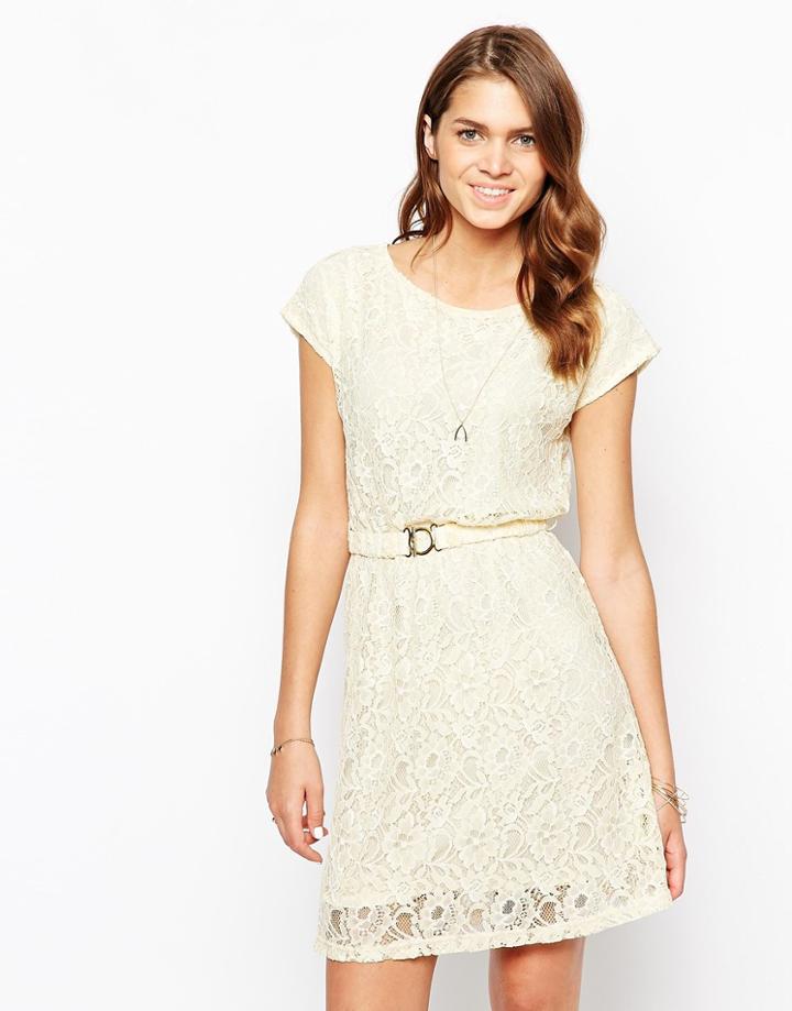 Pussycat London Lace Dress With Belt - Nude
