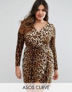 Club L Plus Leopard Wrap Pencil Dress - Multi