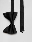 Moss London Bow Tie In Black Sateen - Black