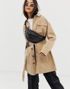 Collusion Utility Jacket With Belt - Beige