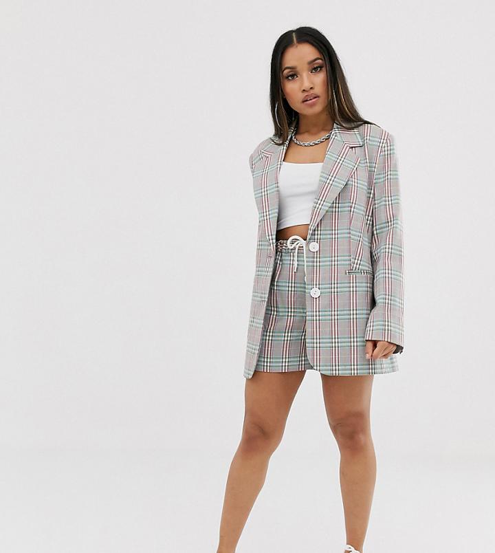 Collusion Petite Check Tailored Short-multi