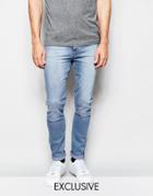 Cheap Monday Exclusive Jeans Tight Skinny Fit Stonewash Blue Ripped Knee - Stonewash Blue