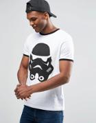 Asos Star Wars T-shirt With Trooper Print And Contrast Neck - White