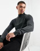 Threadbare Soft Touch Quarter Zip Funnel Neck Sweater In Charcoal-grey