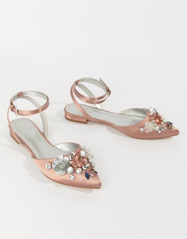Asos Design Love Struck Bridal Ballet Flats - Beige