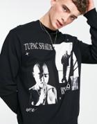 Asos Design Sweatshirt With Tupac Multi Prints In Black