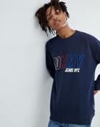 Tommy Jeans Vintage Outline Logo Crew Neck Sweatshirt In Navy - Navy
