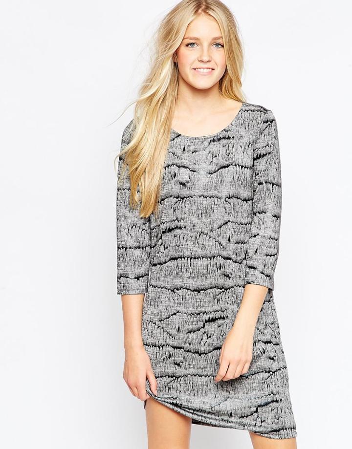 Vila Metallic 3/4 Sleeve Dress - Silver
