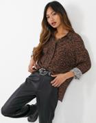 Pull & Bear Oversized Shirt In Animal Print-black