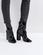 Public Desire Impact Black Patent High Cut Ankle Boots - Black