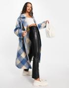 Asos Design Hero Diamond Check Oversized Coat-multi
