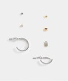 Topshop Clean 8 X Hoop And Stud Stacking Multipack Single Earrings In Silver