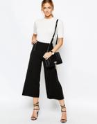 New Look Crepe Double Zip Crop Pants - Black