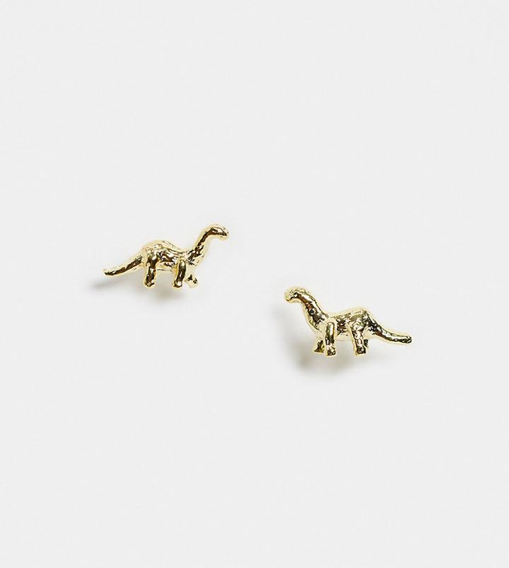 Kingsley Ryan Dinosaur Earrings In Sterling Silver Gold Plated