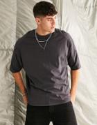 Asos Design Oversized T-shirt With Nibbling In Washed Black