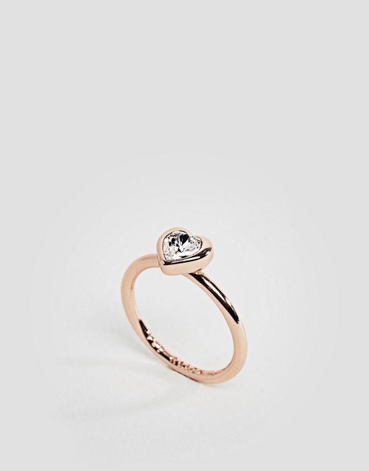 Ted Baker Crystal Heart Ring - Gold