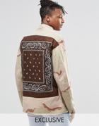 Reclaimed Vintage Military Jacket With Bandana Back Patch - Stone