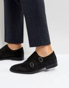 Asos Monk Shoes In Black Suede With Distressed Sole - Black