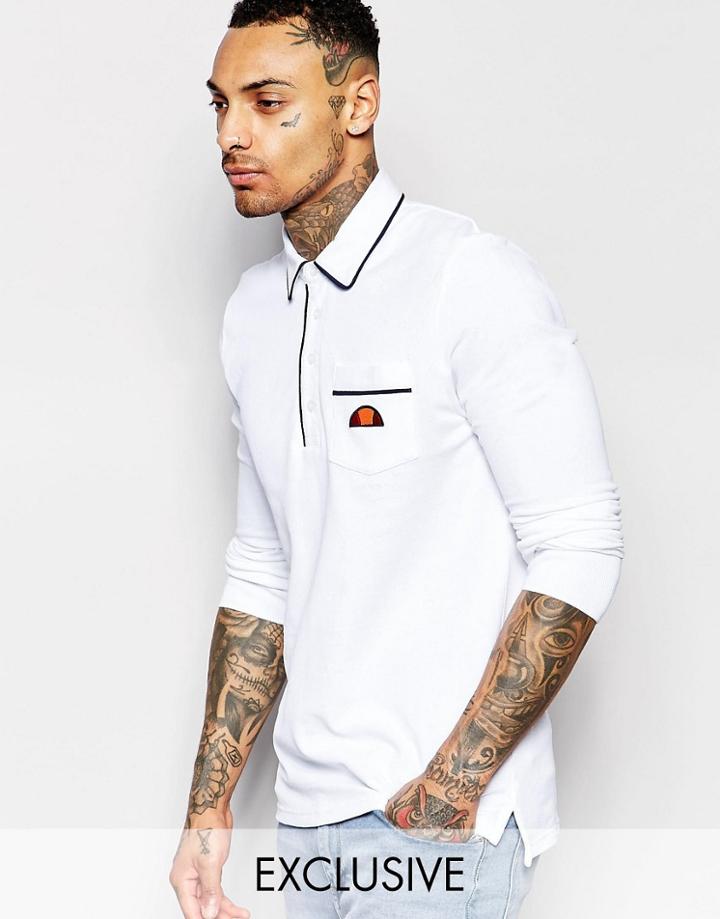 Ellesse L.s Long Sleeve Polo Shirt - Winter White