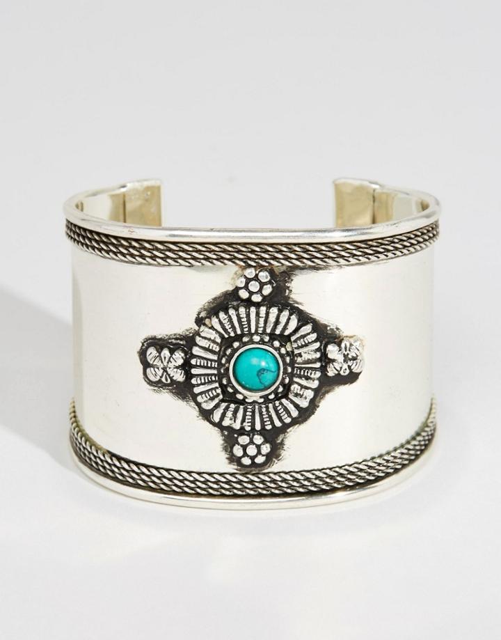Asos Decorated Stone Cuff Bracelet - Green