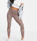 Asos Design Petite Exclusive Legging In Pink Floral Print-multi