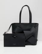Ted Baker Giant Knot Shopper In Leather - Black