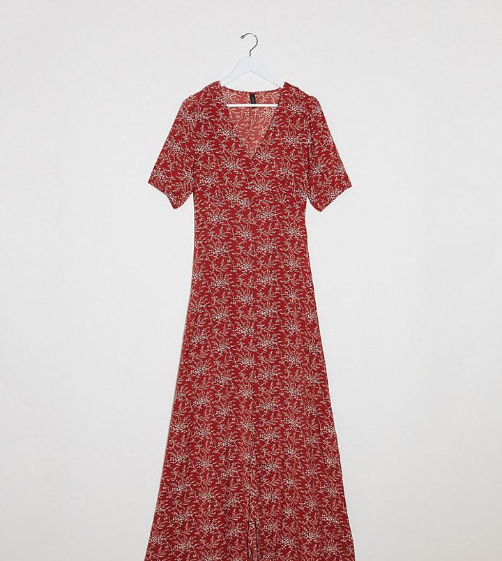 Y.a.s Tall Jelica Short Sleeve Floral Print Maxi Dress-red