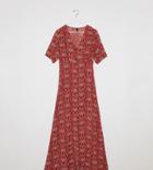 Y.a.s Tall Jelica Short Sleeve Floral Print Maxi Dress-red