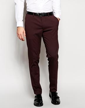 Asos Skinny Fit Suit Pants In Burgundy - Burgundy