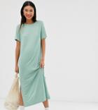 Monki Midi T-shirt Dress In Sage Green