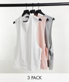 Asos Design 3 Pack Oversized Tank Top-multi