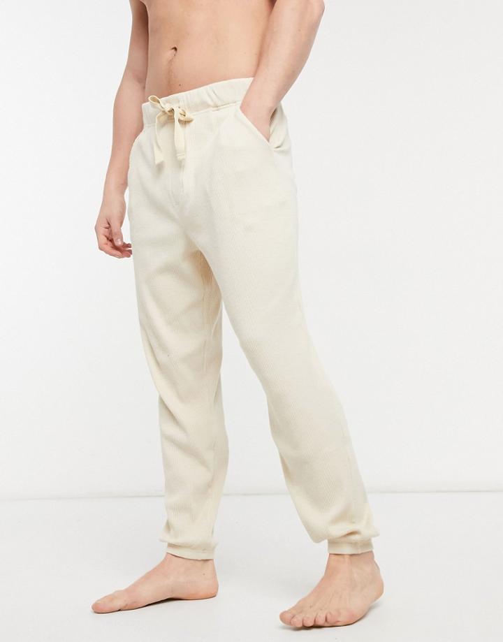 Asos Design Lounge Oversized Sweatpants In Ecru Rib Fabric-neutral