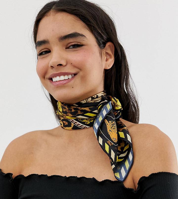 Monki Chain Print Scarf In Black - Black