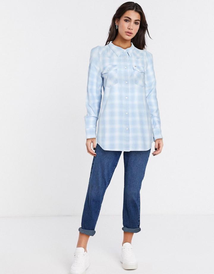 Wrangler Western Check Shirt In Blue-blues