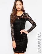 Vero Moda Tall Lace Body-conscious Mini Dress - Black