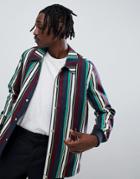 Asos Design Coach Jacket In Navy Stripe - Navy