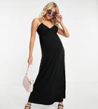 Asos Design Maternity Cupped Detail Maxi Dress In Black