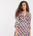 Outrageous Fortune Petite Ruffle Wrap Mini Dress With Fluted Sleeve In Polka Print-multi