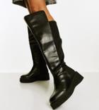 Simply Be Extra Wide Fit Over The Knee Chunky Flat Boot In Black