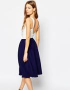 Asos Midi Dress With Low V Back In Contrast Fabric - Multi