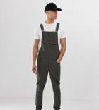 Asos Design Tall Skinny Overalls In Khaki - Green
