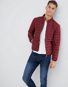 Celio Quilted Jacket In Red - Red
