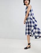 Paisie Checked Trapeze Dress With Drop Hem - Multi