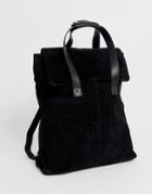 Asos Design Suede Backpack With Double Handle