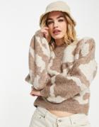 Na-kd Recycled Polyester Round Neck Sweater In Zebra Print-multi