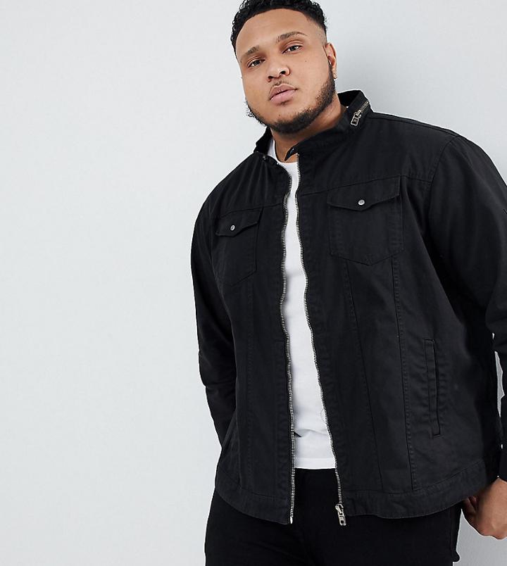 Replika Plus Size Bomber Jacket In Black - Black